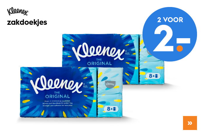 Kleenex zakdoekjes 2 voor €2,00